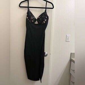 Windsor Black Lace-Trim Slip Dress